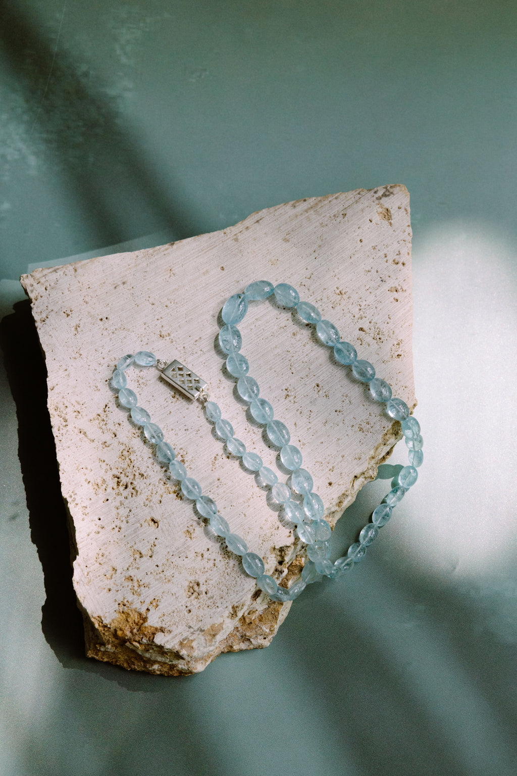 Aquamarine Necklace with sterling silver bolt clasp