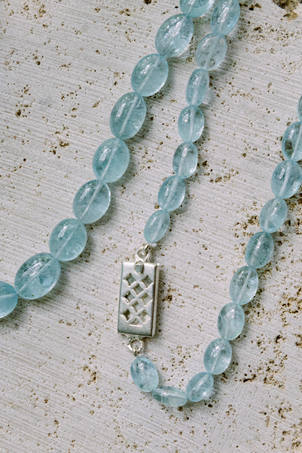 Aquamarine Necklace with sterling silver bolt clasp