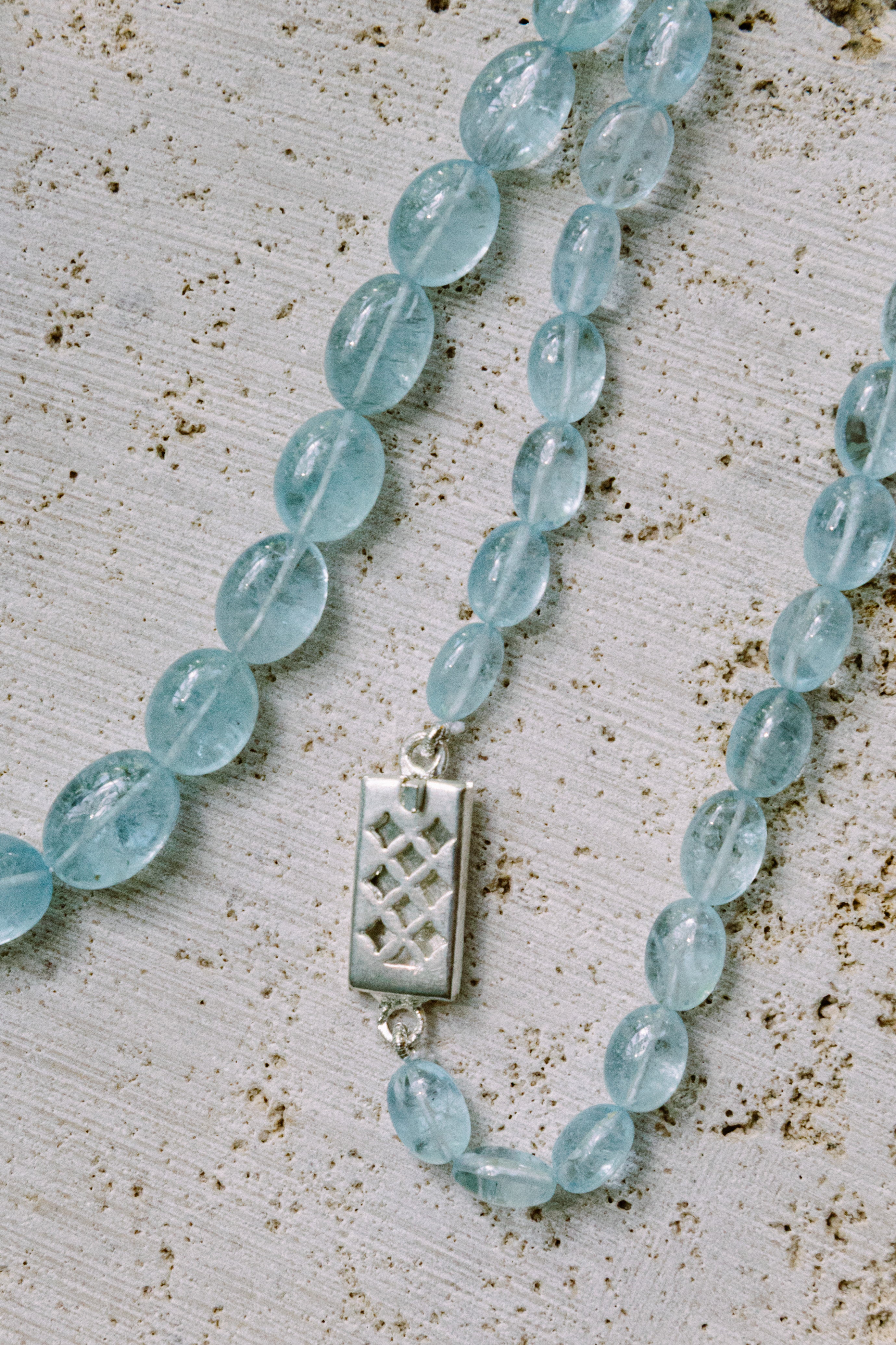 Aquamarine Necklace with sterling silver bolt clasp