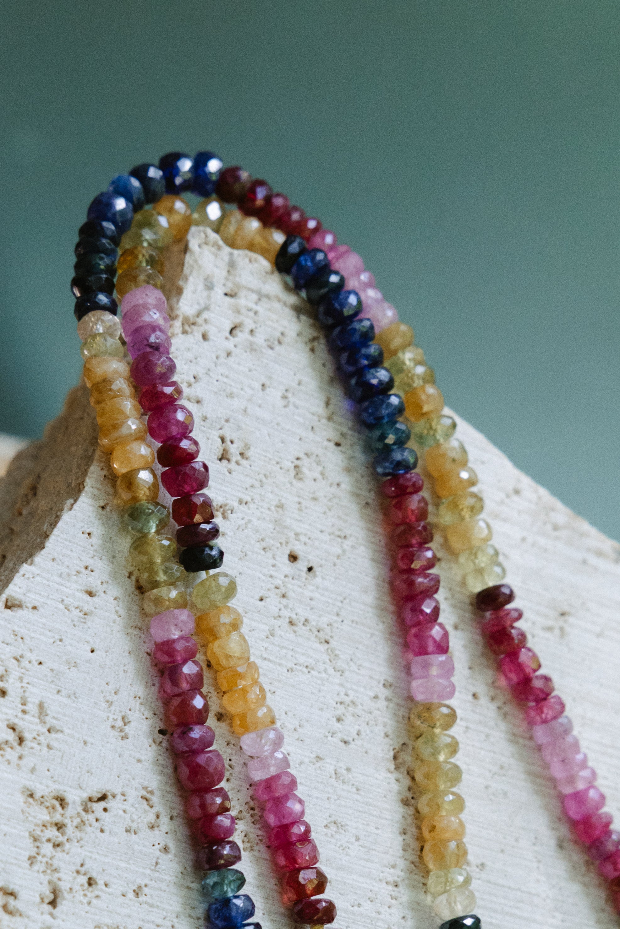 Multi stone necklace (Yellow and Blue Sapphires + Ruby)