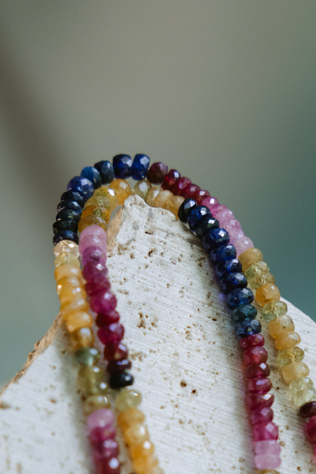 Multi stone necklace (Yellow and Blue Sapphires + Ruby)