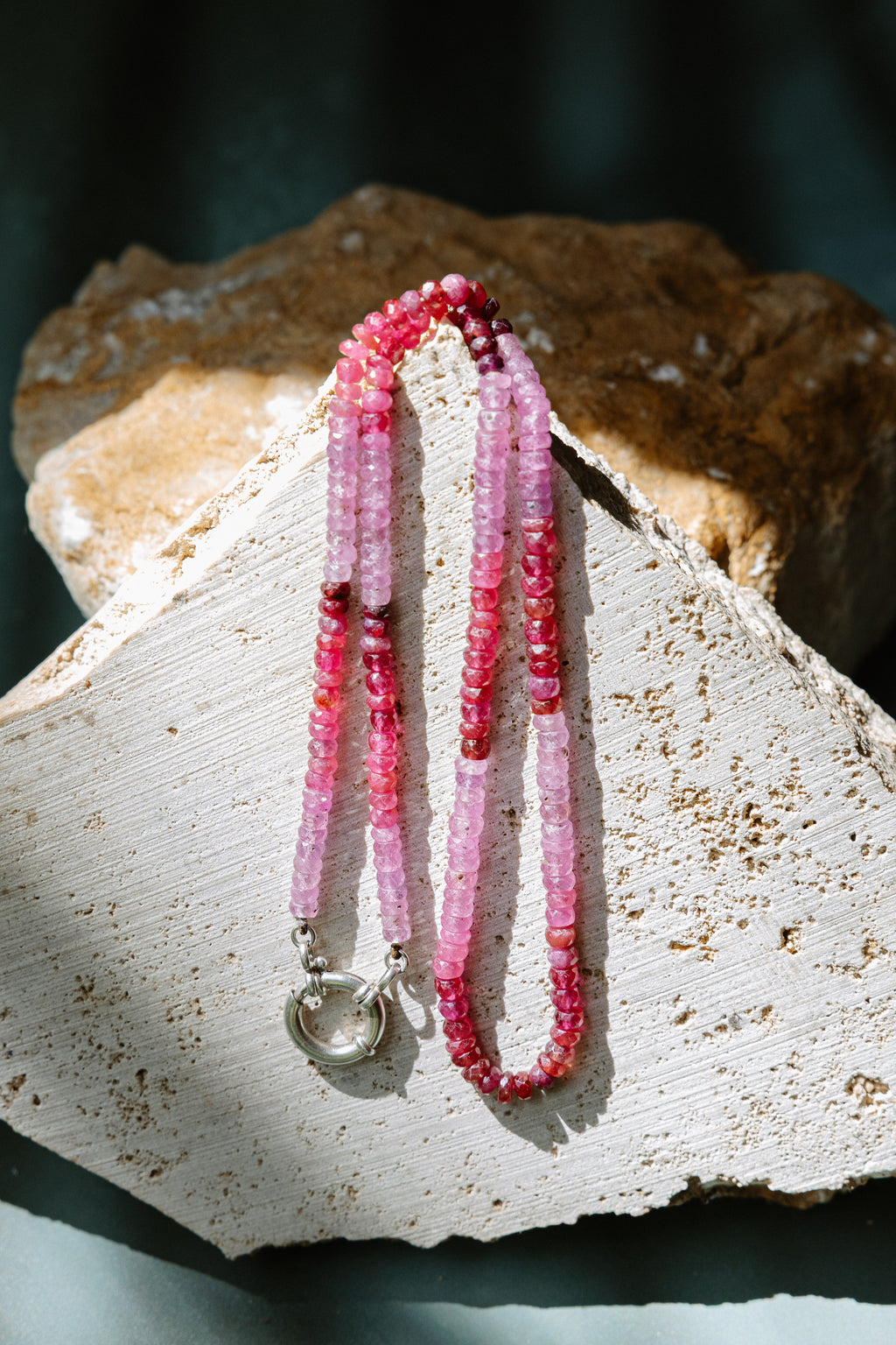 Ruby tumbled necklace - with sterling silver clasp