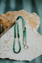 Emerald tumbled necklace - with sterling silver clasp