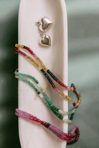 Emerald tumbled necklace - with sterling silver clasp