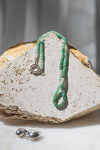Emerald tumbled necklace - with sterling silver clasp