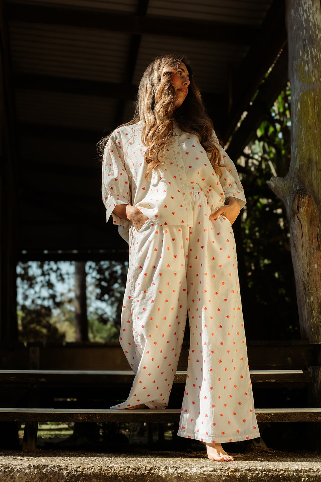 The Solace Pants - Heart embroidered fully elasticised