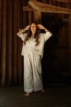 The Grace Pants - Heart Embroidered Flat front