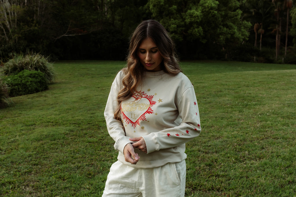 Flaming Heart – Oat Sweater