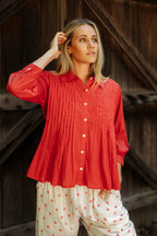 The Poppy Pleated Shirt - Red