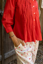 The Poppy Pleated Shirt - Red