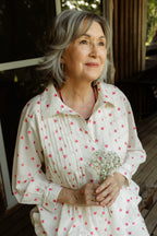 The Poppy Pleated Shirt - Heart Embroidery