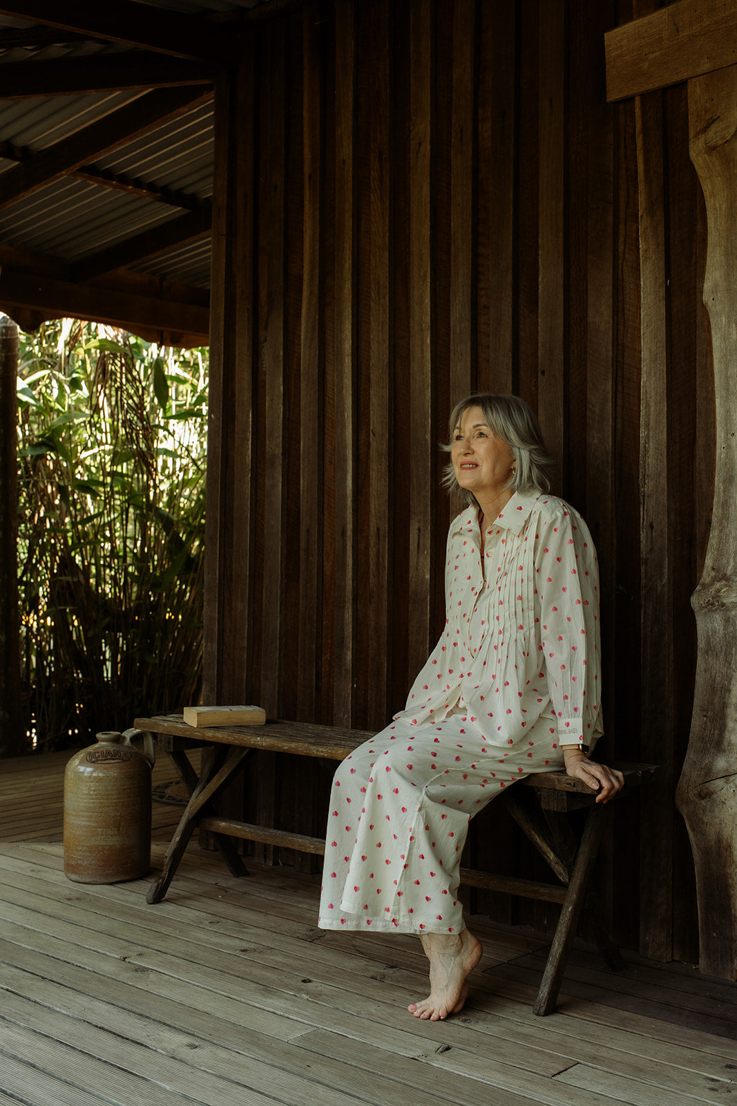 The Poppy Pleated Shirt - Heart Embroidery