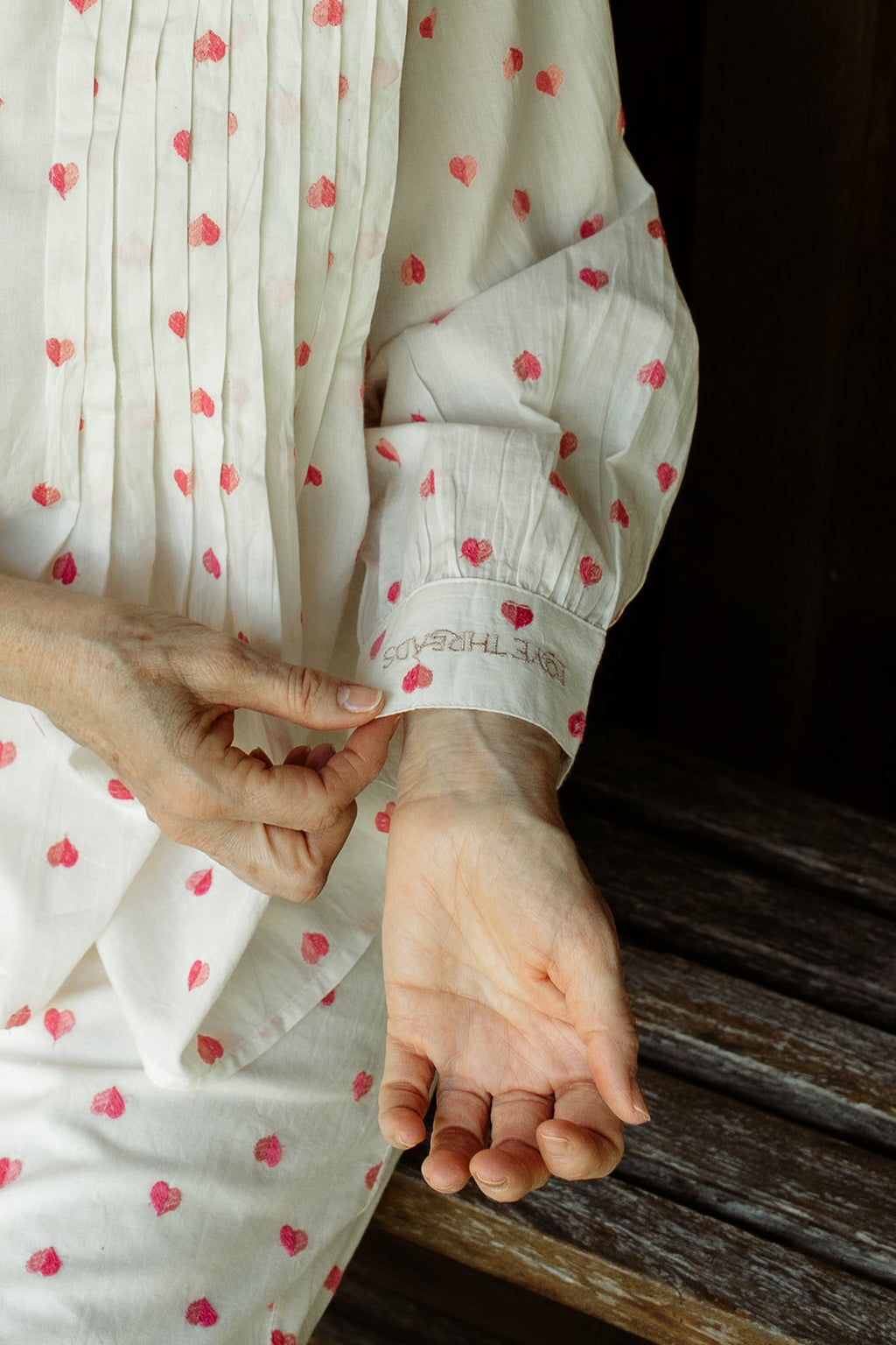 The Poppy Pleated Shirt - Heart Embroidery