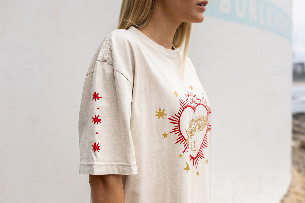 The Flaming Heart Tee - Oat