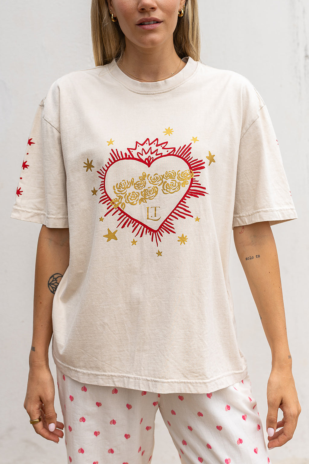 The Flaming Heart Tee - Oat
