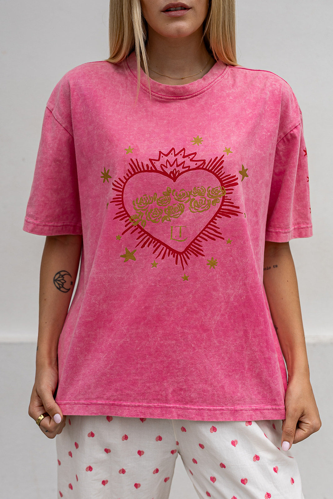 The Flaming Heart Tee-Pink