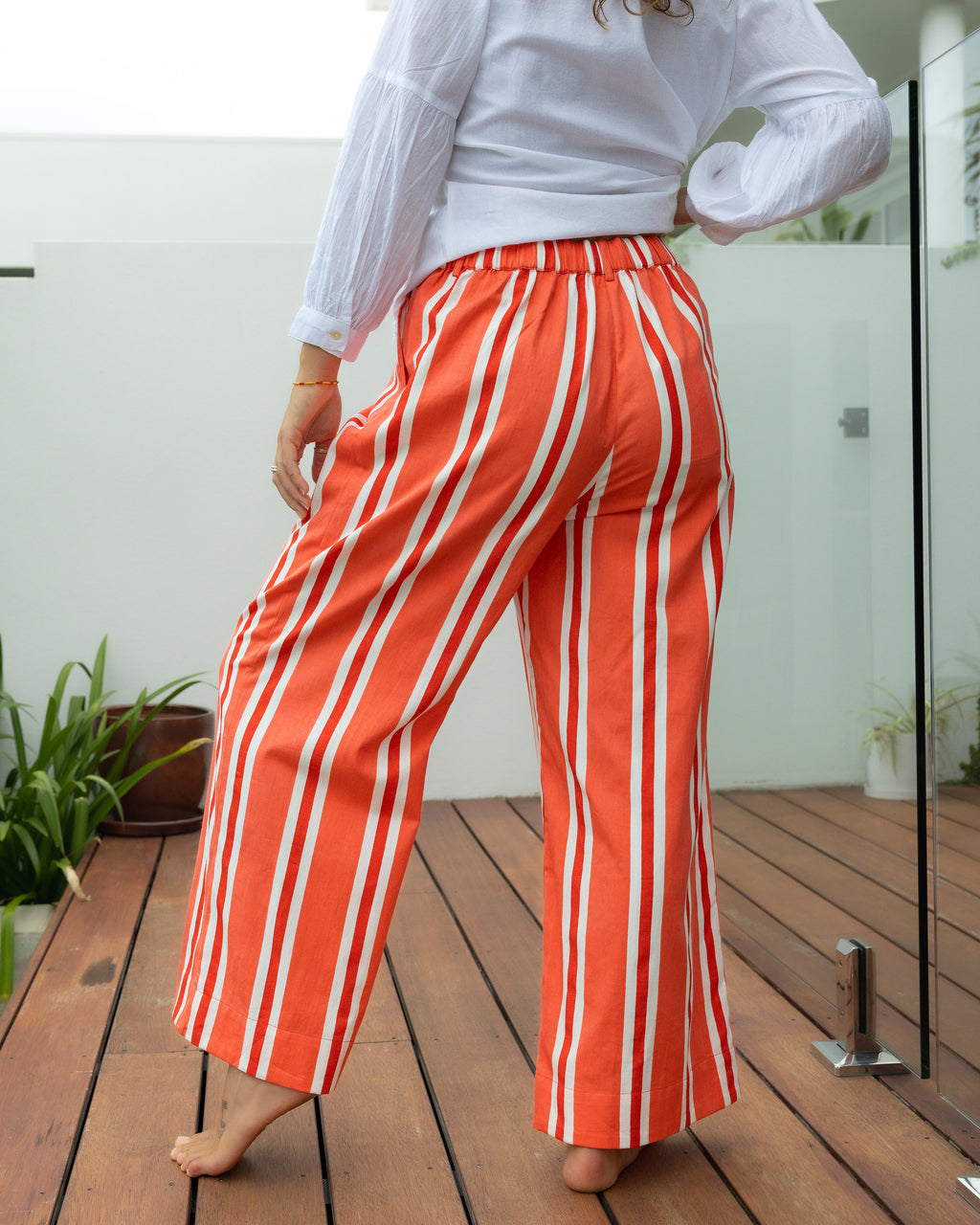 Sunset Coral Cotton Twill Pants