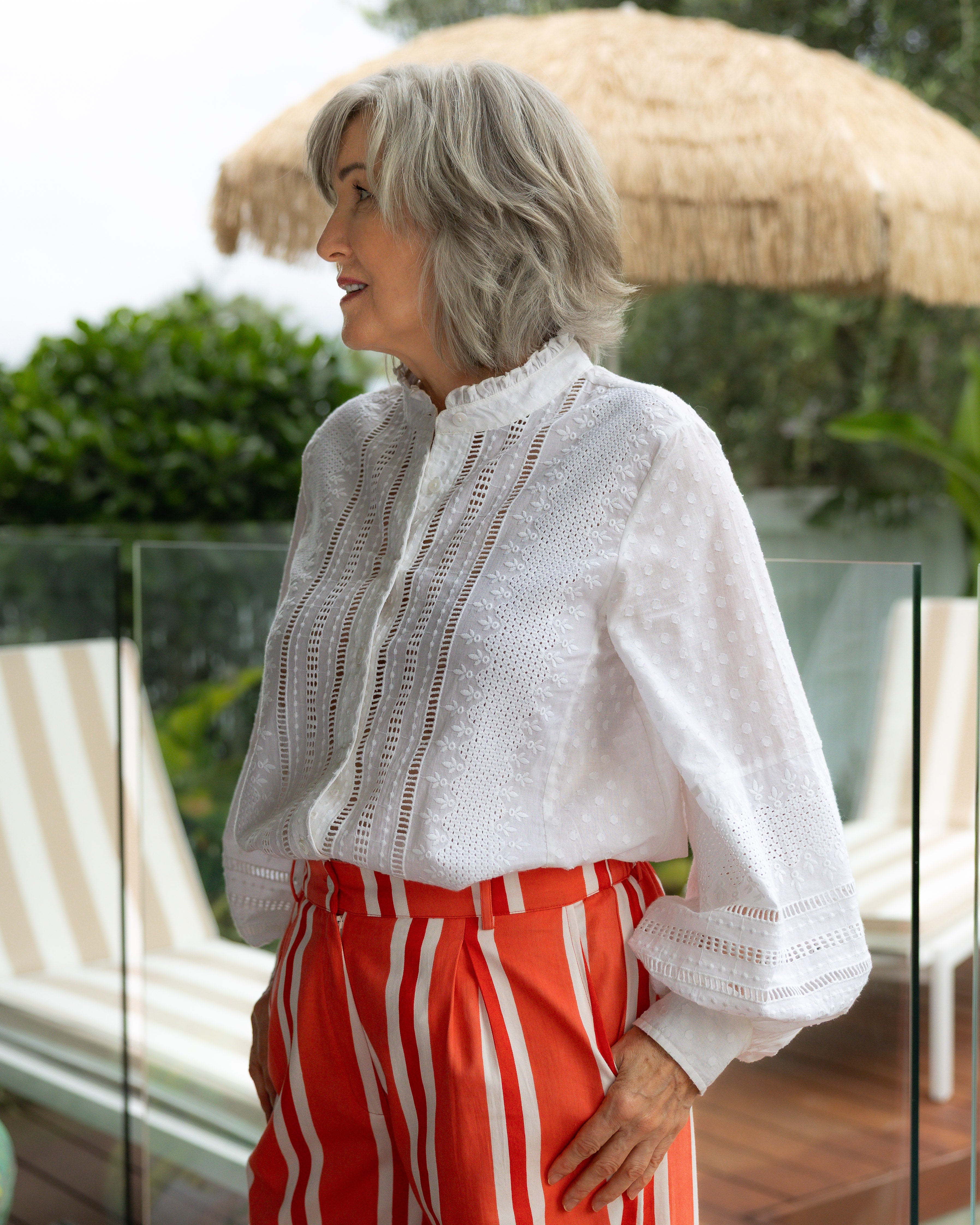 Sunset Coral Cotton Twill Pants