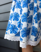 Hibiscus Single Shoulder Dress - Azure Blue