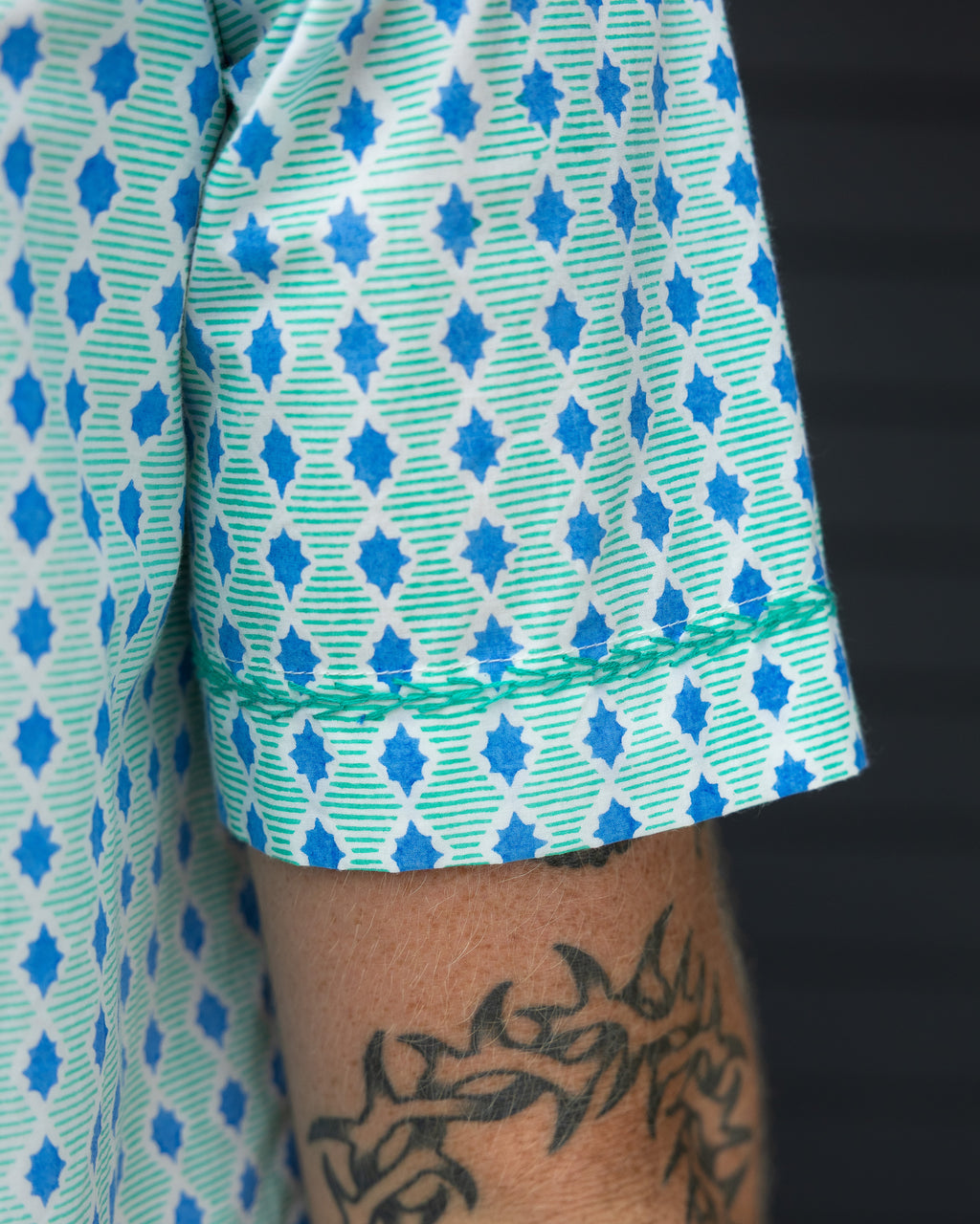 Men's Star Shirt - Green with Blue