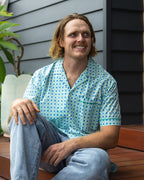 Men's Star Shirt - Green with Blue