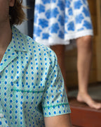 Men's Star Shirt - Green with Blue