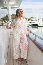 The Grace Pants - Heart Embroidered Flat front